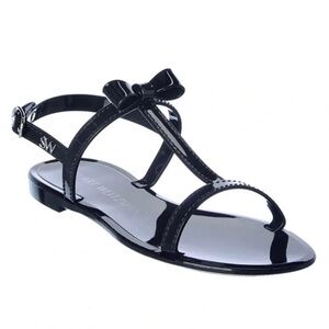 EUC Stuart Weitzman Mellie Bow Jelly Sandals Black Size 6